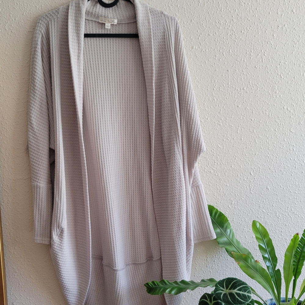 Cozy Light Grey Open-Front Sweater